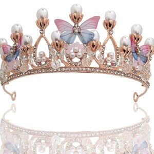 Elegant Pearl and Butterfly Tiara for Adults, wedding tiara, bride